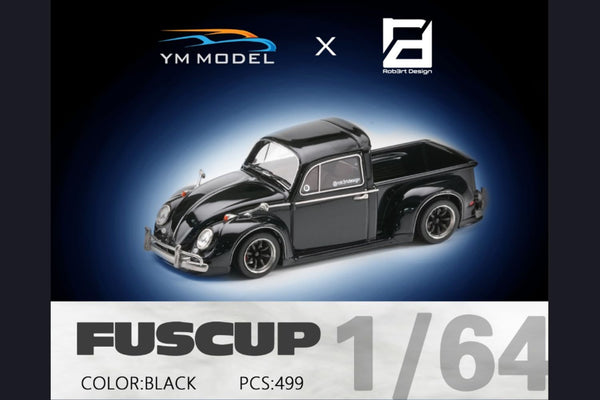 YM Model X Robert Design Volkswagen Beetle Pickup Truck FUSCUP in Black 1:64 Limited to 499 Pcs