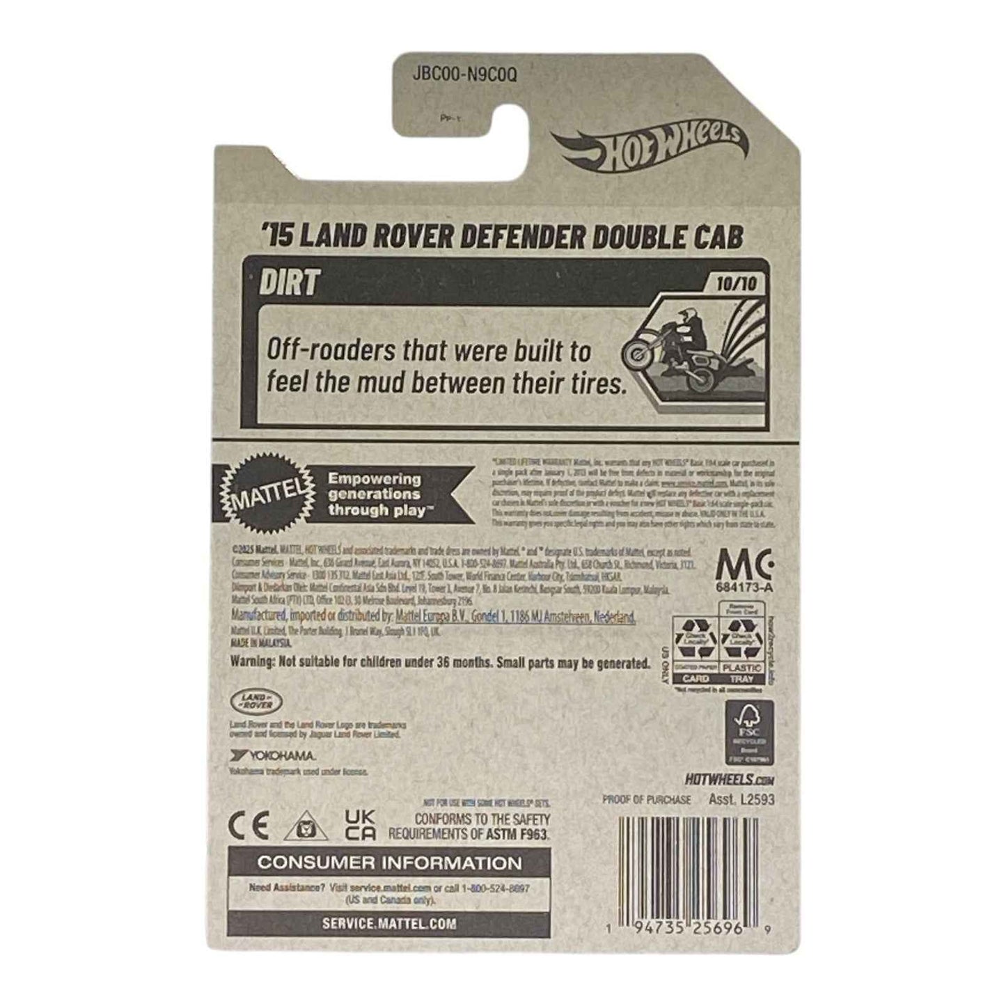 Hot Wheels '15 Land Rover Defender Double Cab - HW Dirt Series 10/10