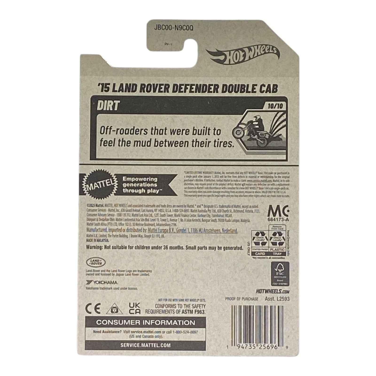 Hot Wheels '15 Land Rover Defender Double Cab - HW Dirt Series 10/10