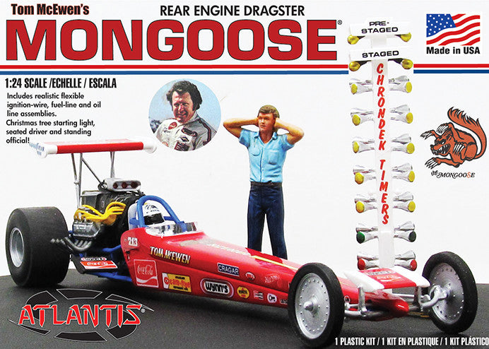 1:24 Tom "Mongoose" McEwen's Rear Engine Dragster with Christmas Tree Starting Light Plastic Model Kit