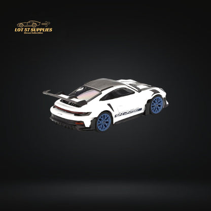 (Pre-Order) Mini-GT Porsche 911 992 GT3 RS Weissach Package White w/ Indigo Blue #853 1:64 MGT00853 - Collectors World Toys