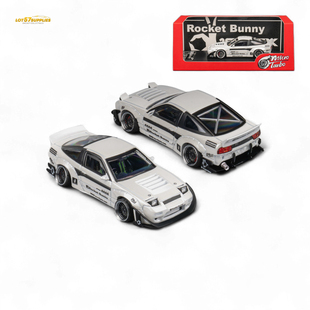 MicroTurbo Custom 180SX - Pandem Rocket Bunny White 1:64 - Collectors World Toys