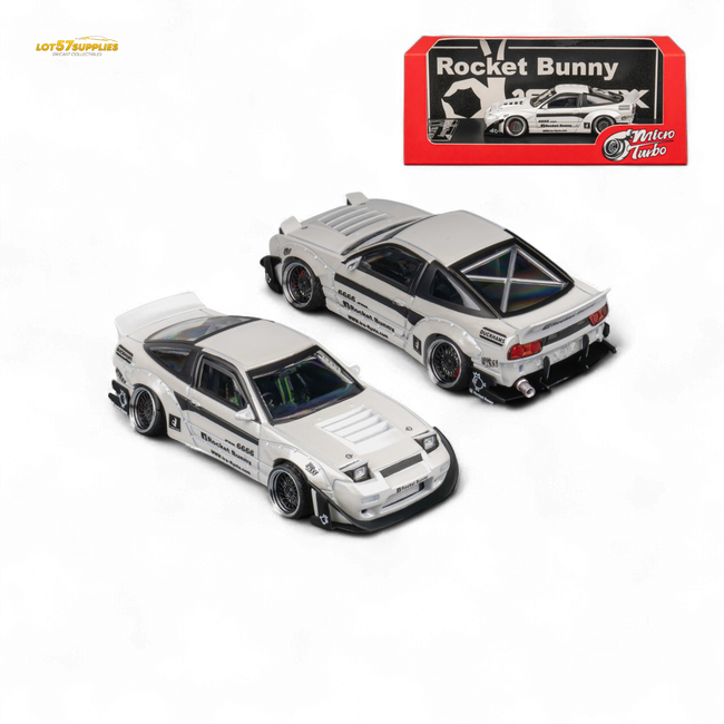 MicroTurbo Custom 180SX - Pandem Rocket Bunny White 1:64 - Collectors World Toys Hover Image