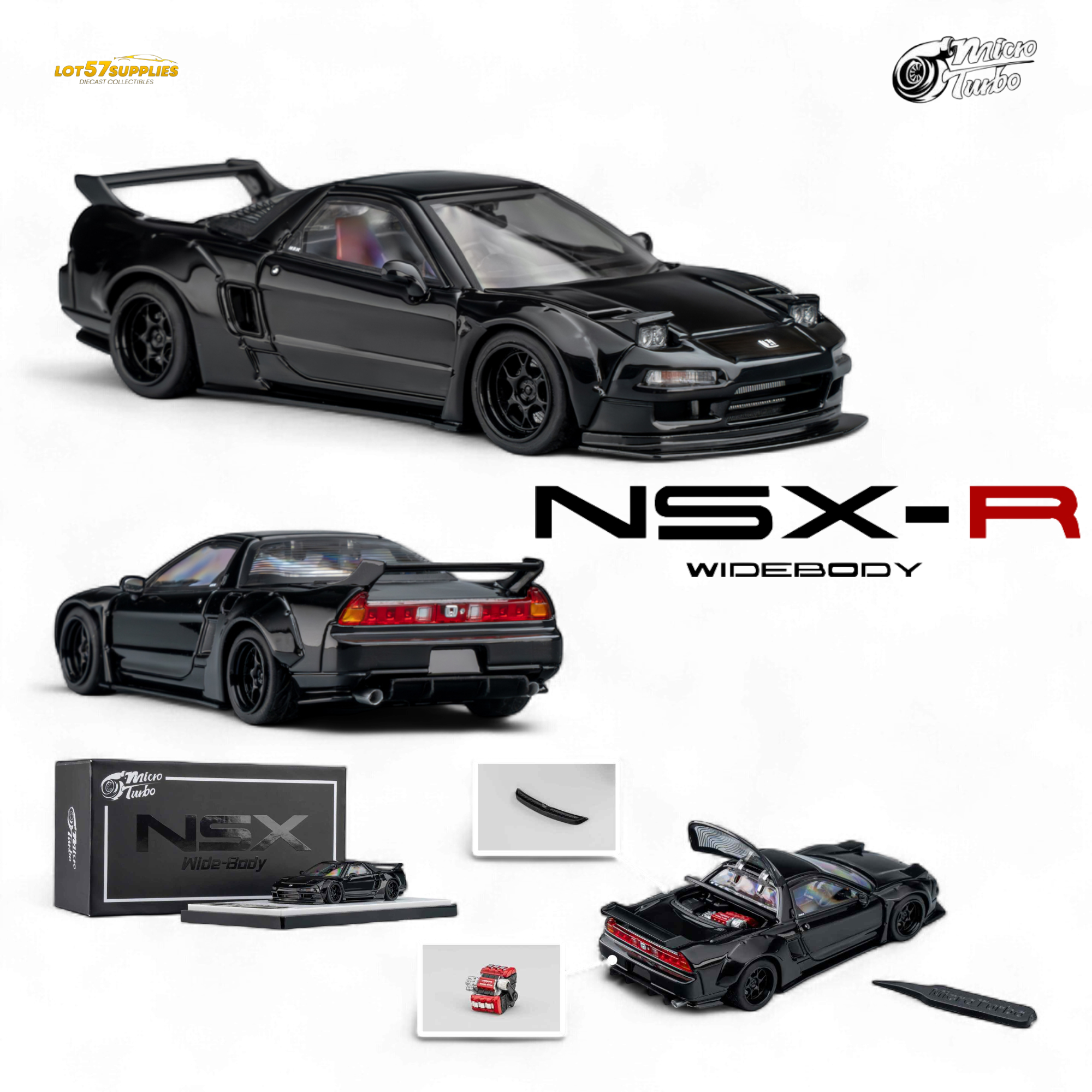 (Pre-Order) Microturbo NSX-R WideBody - Gloss Black 1:64 Main image