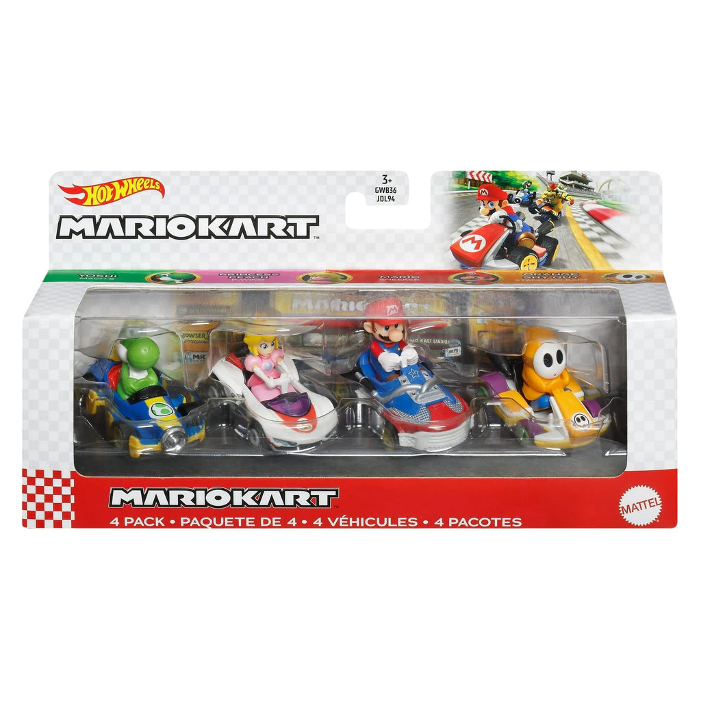Hot Wheels Mario Kart Vehicle 4-Pack with 1 Exclusive Collectible Model