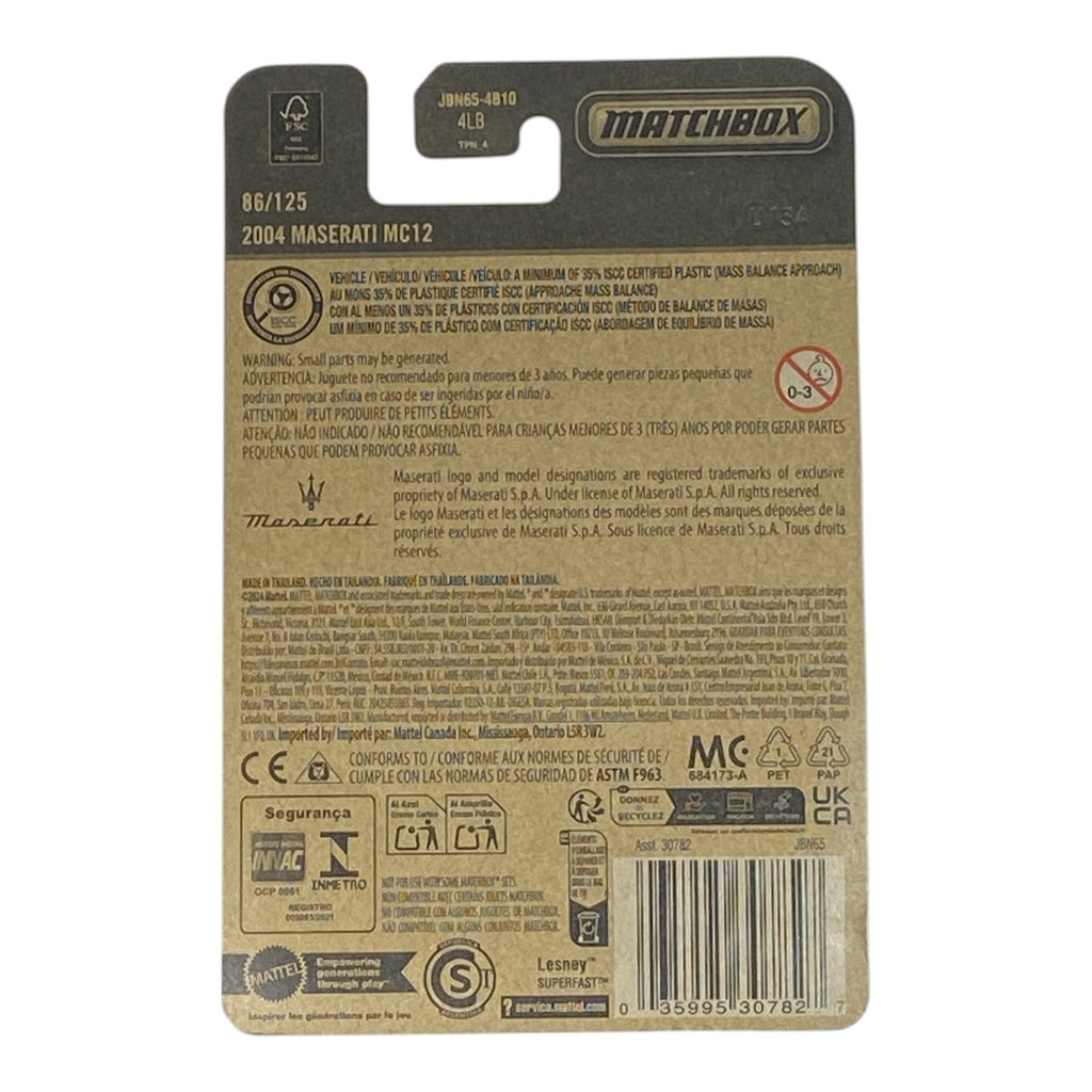 Matchbox 2004 Maserati MC12 - 2025 Matchbox Series 86/125 - Collectors World Toys