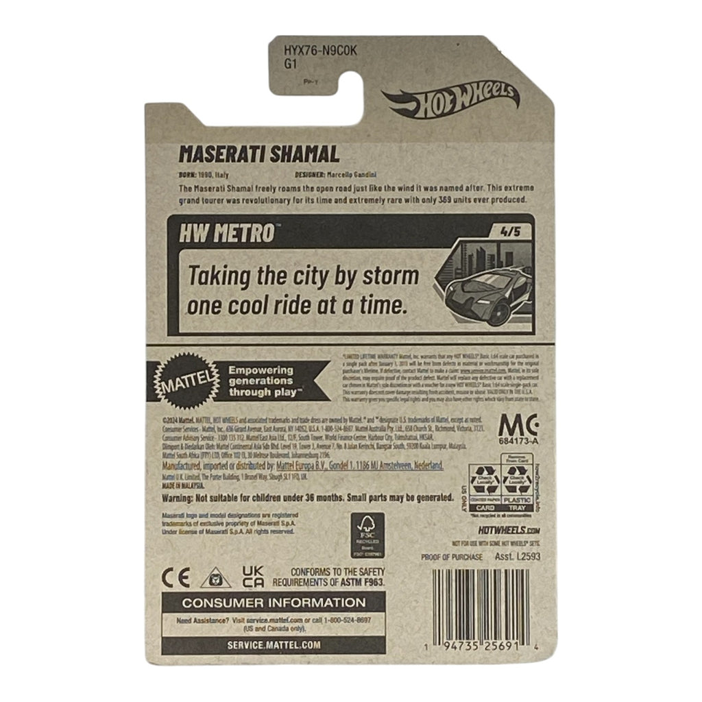 Hot Wheels Maserati Shamal - HW Metro Series 4/5 - Collectors World Toys