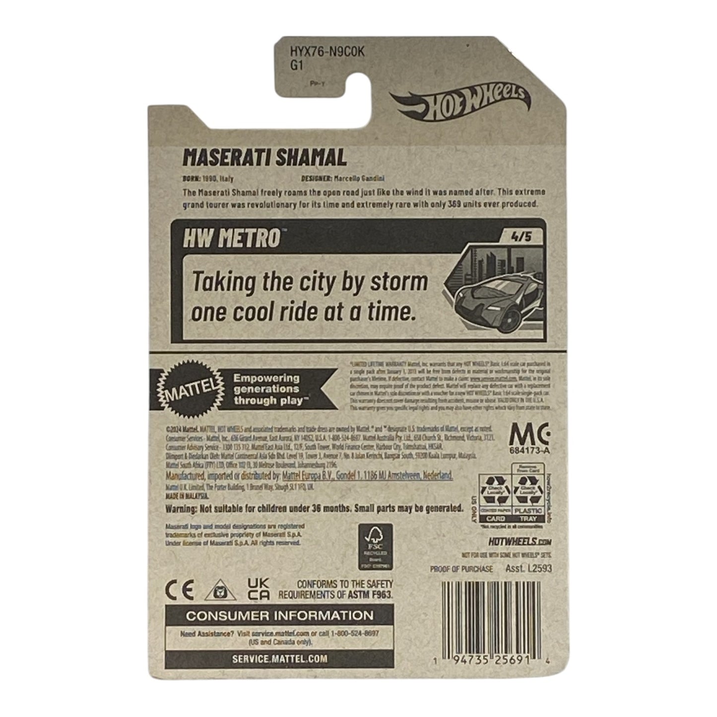 Hot Wheels Maserati Shamal - HW Metro Series 4/5