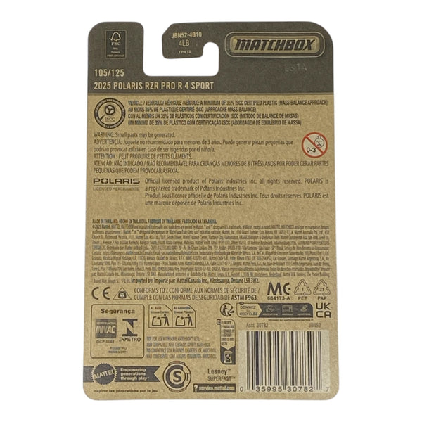 Matchbox 2025 Polaris RZR Pro R 4 Sport | 2025 Matchbox Series 105/125
