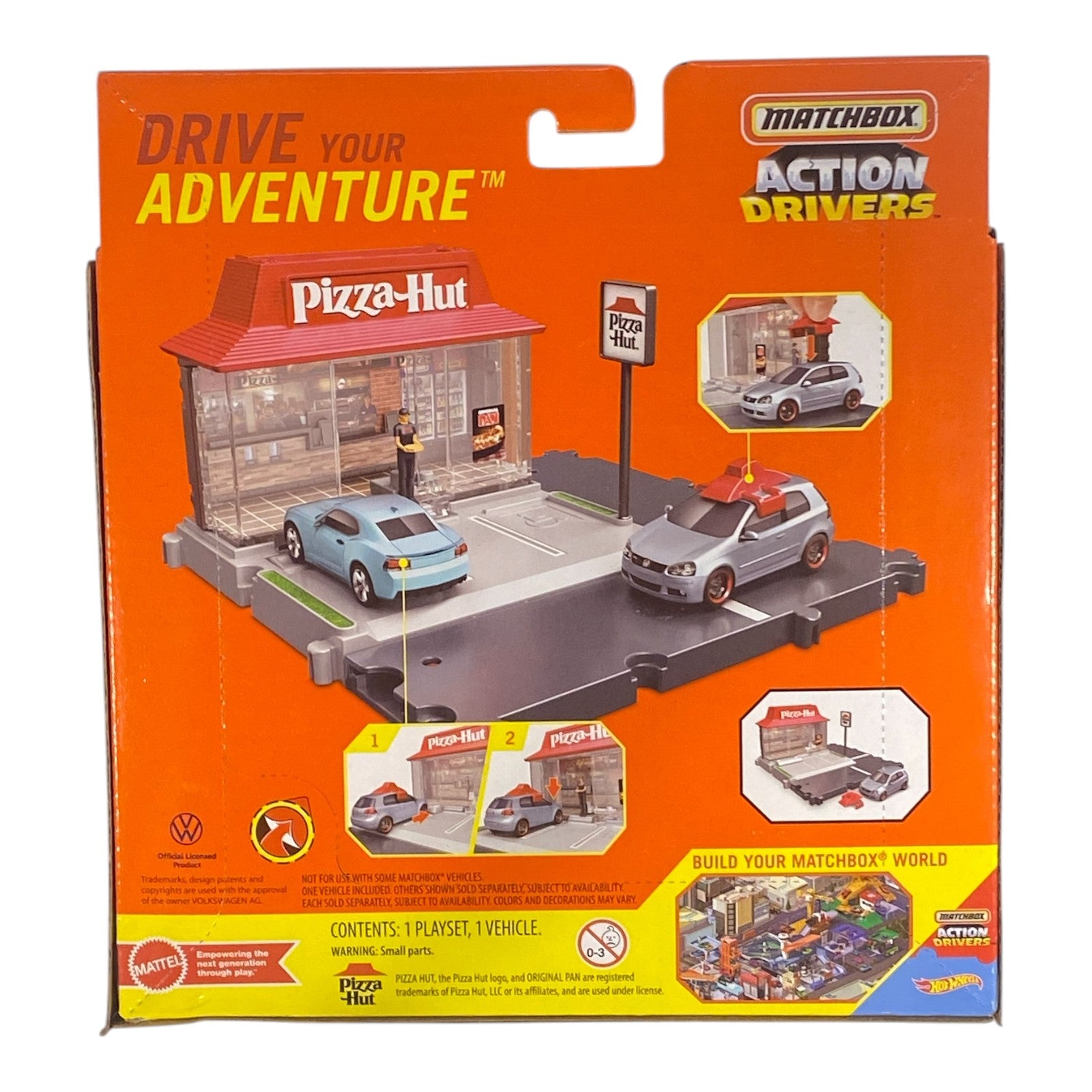 Matchbox Pizza Hut Pizza Run - Action Drivers Vehicle Playset w/ Volkswagen GTI