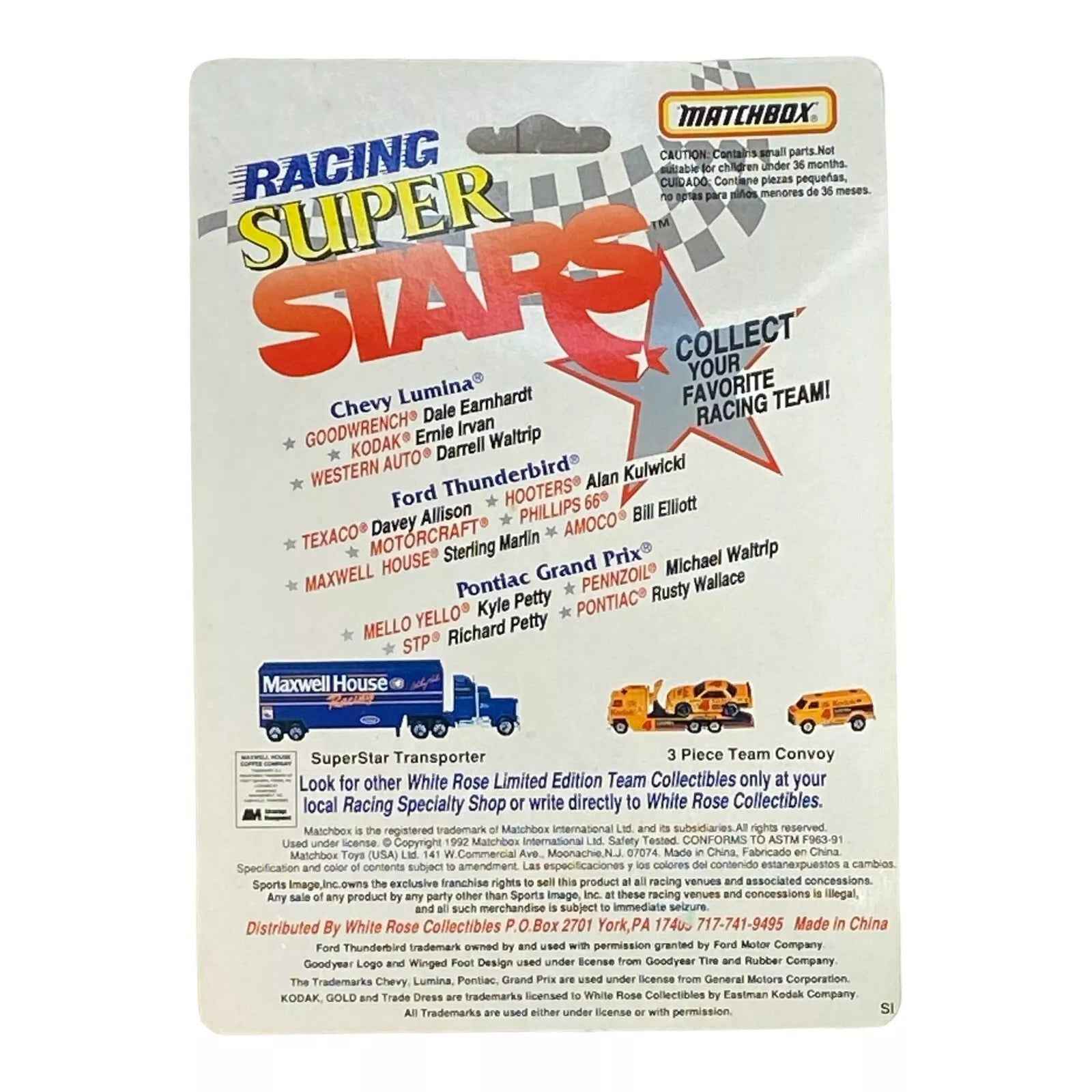 Matchbox Ford Thunderbird - Davey Allison #28 - Vintage 80's  Racing Super Stars