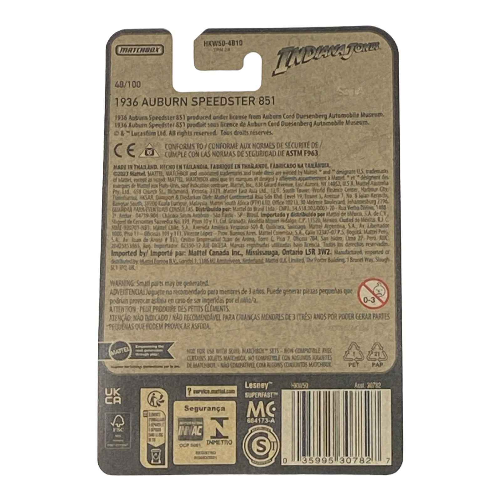 Matchbox Indiana Jones 1936 Auburn Speedster 851 - 70 Years Series 48/100