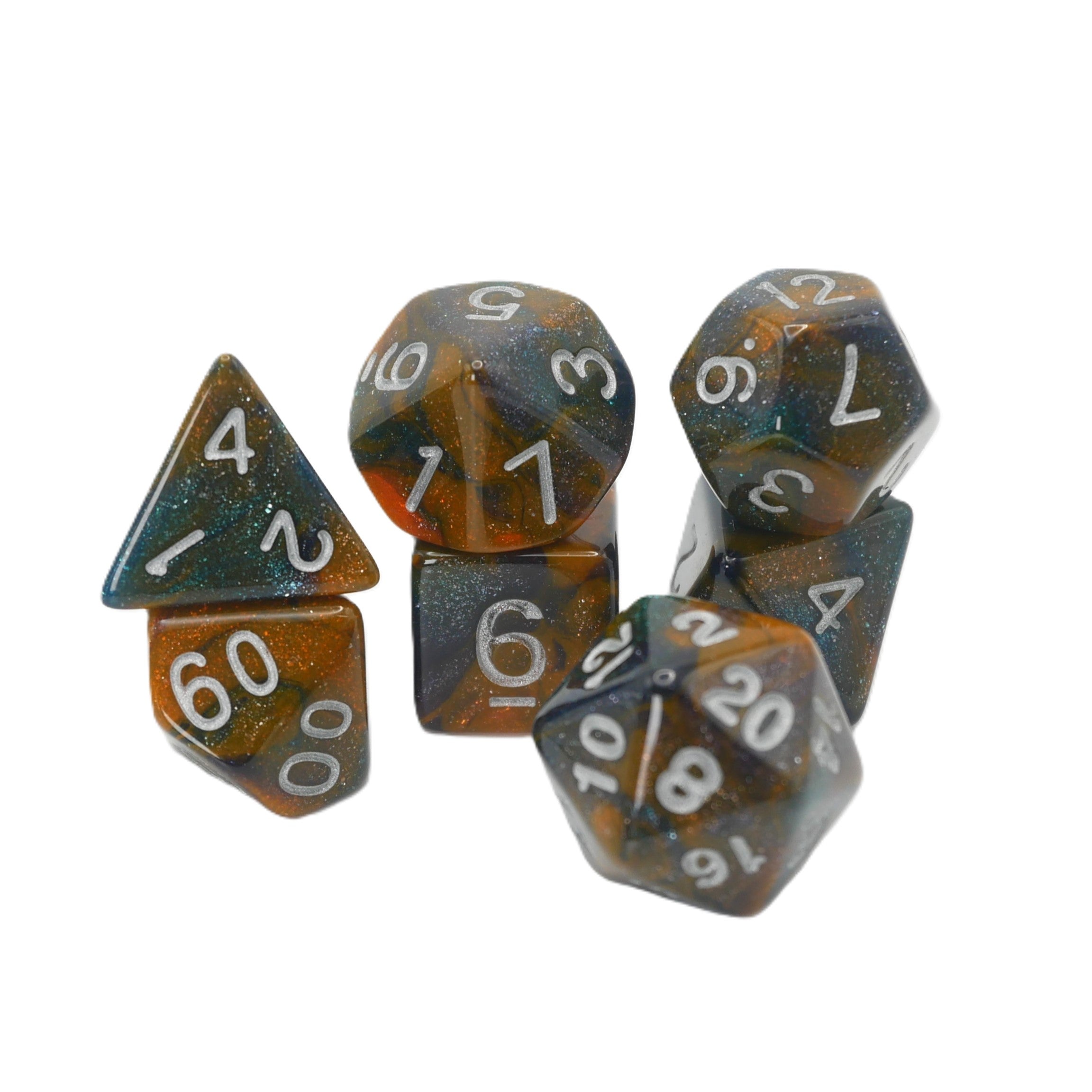 Mysterious Ink - 7 Piece DnD Dice Set | Acrylic RPG Gaming Dice - Collectors World Toys