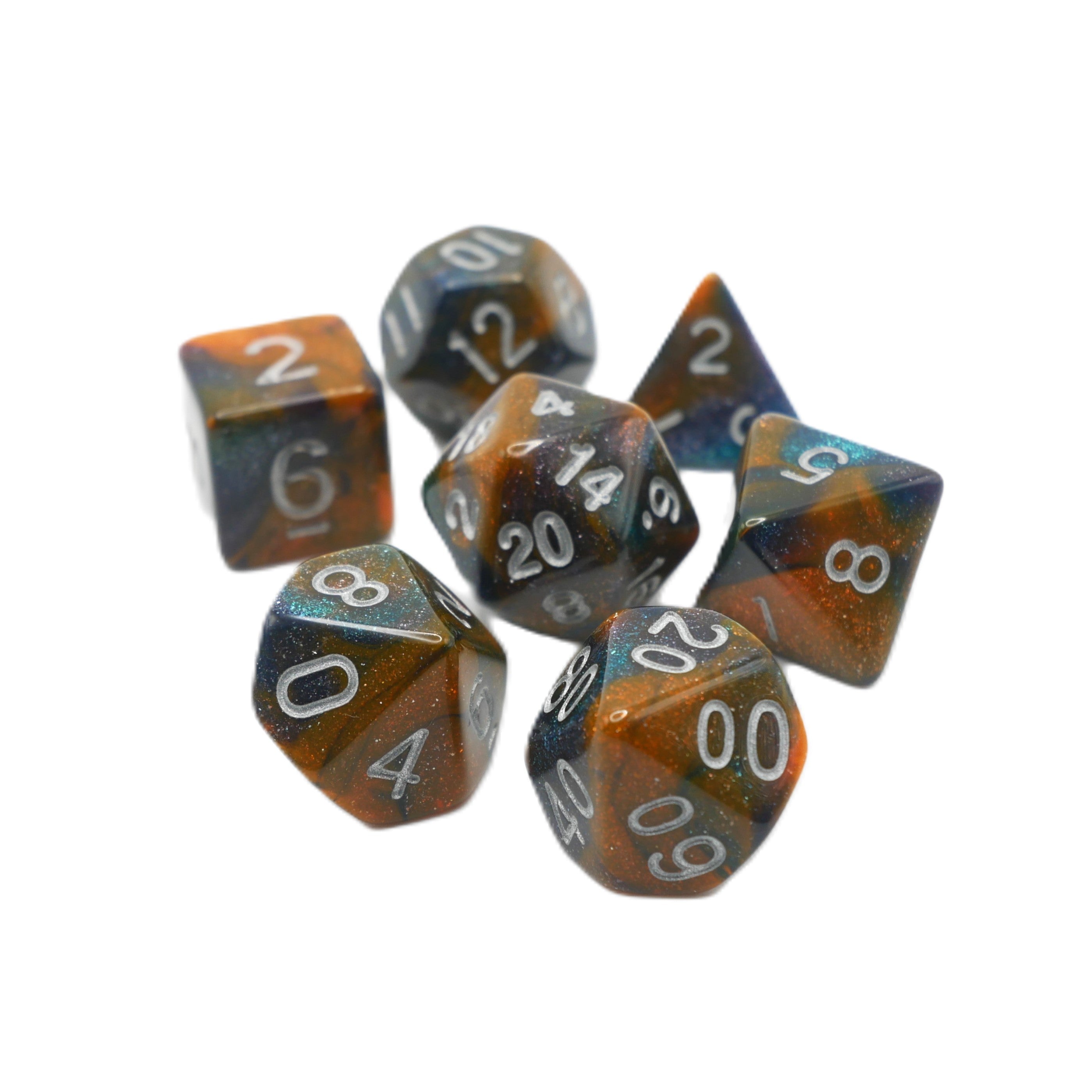 Mysterious Ink - 7 Piece DnD Dice Set | Acrylic RPG Gaming Dice Main image