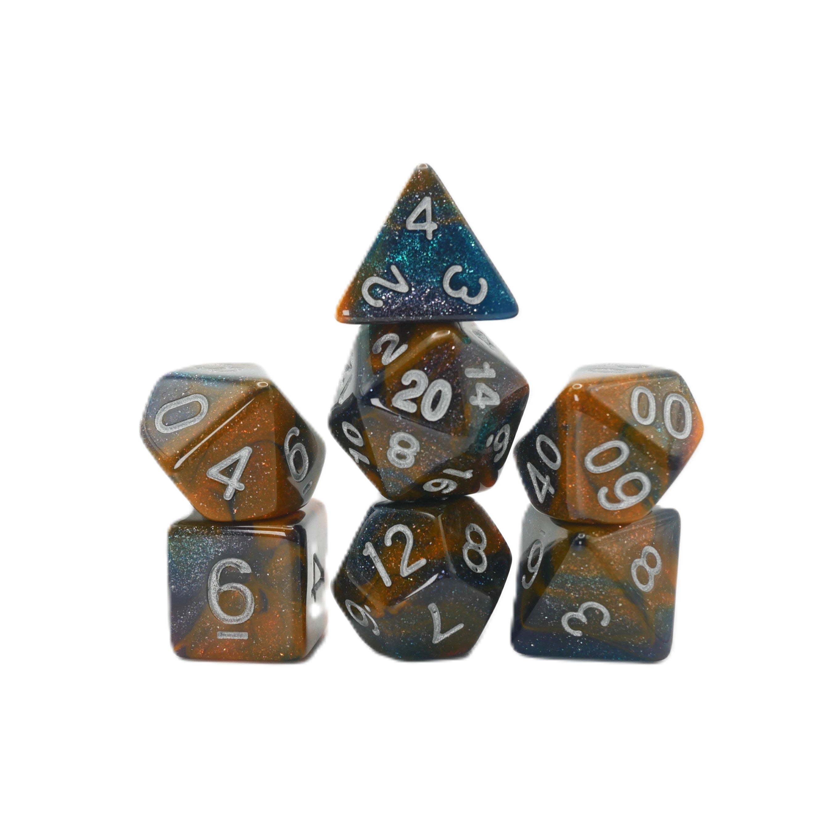 Mysterious Ink - 7 Piece DnD Dice Set | Acrylic RPG Gaming Dice - Collectors World Toys