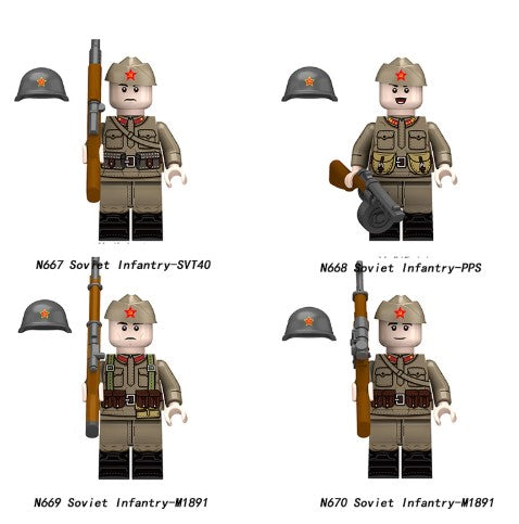 Soviet Infantry SVT40 Minifig 4pc Main image