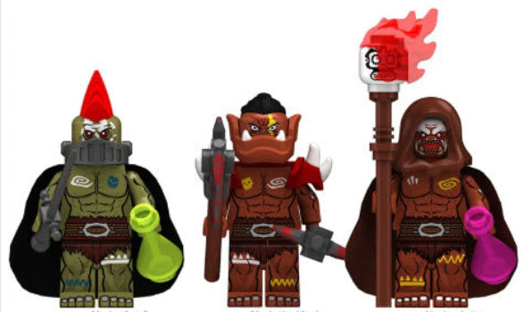 Orc Mage, Orc Berserker, and Orc Rogue custom Minifigs - Collectors World Toys Hover Image