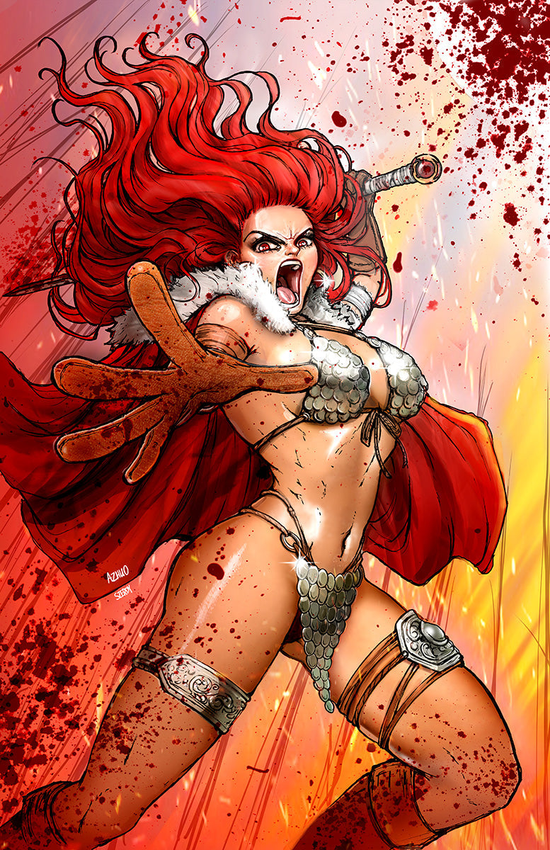RED SONJA 2023 #3 UNKNOWN COMICS ZHUO | SZERDY EXCLUSIVE NYCC BLOODY VIRGIN VAR (10/25/2023) - Collectors World Toys Main image
