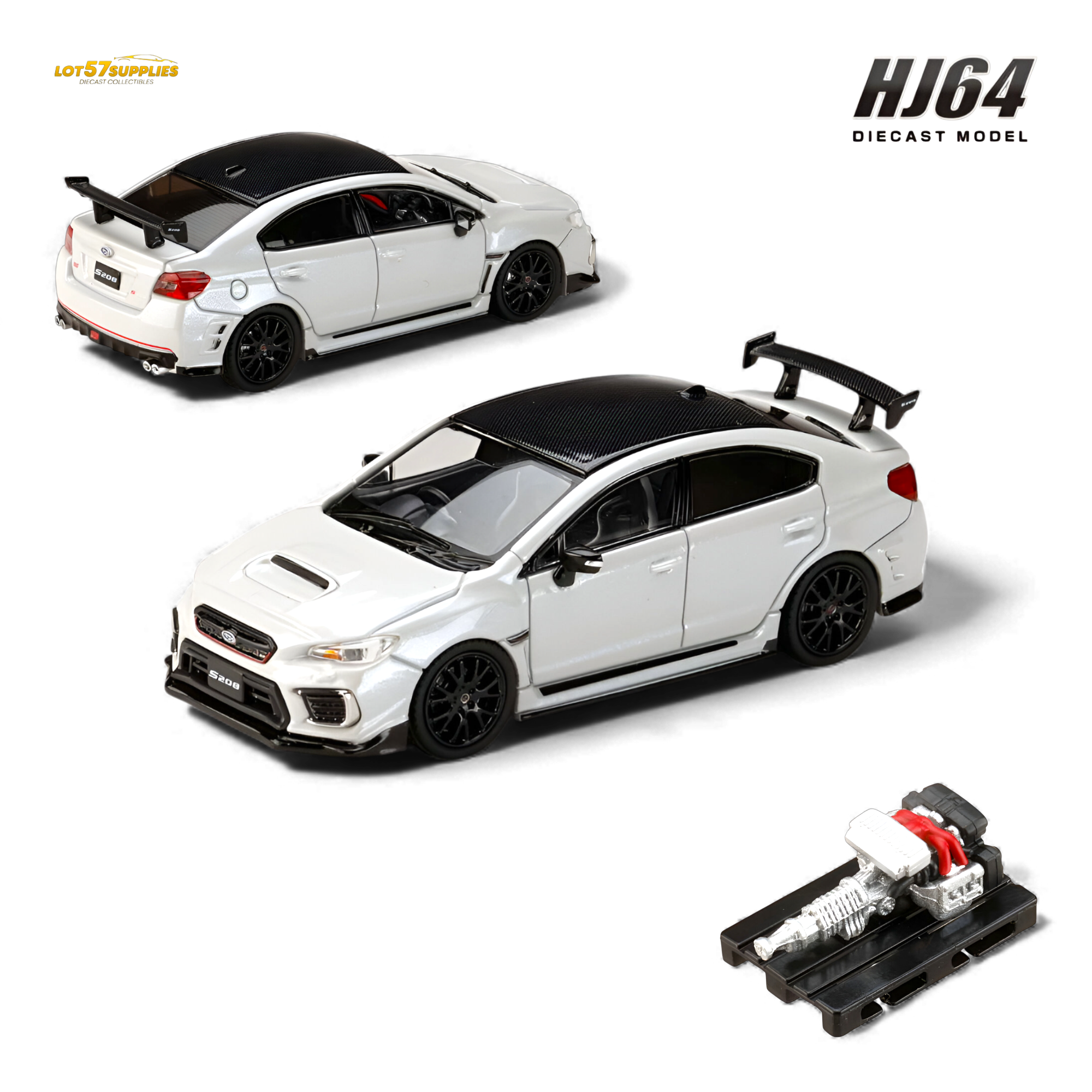 (Pre-Order) Hobby Japan Subaru S208 NBR Challenge Package - Crystal White Pearl 1:64 Main image