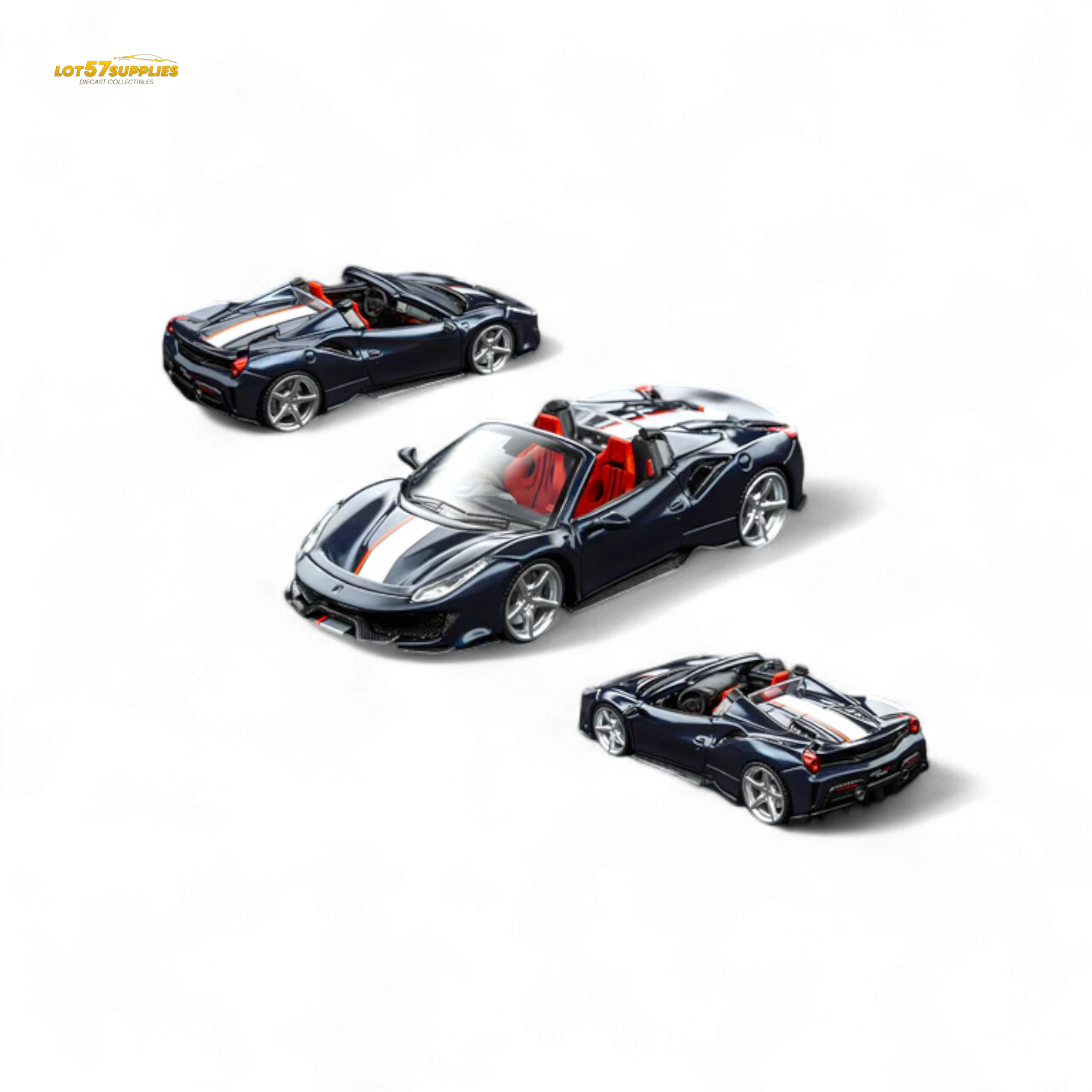 TPC Novitec 488 Roadster Metallic Blue - Silver Stripe 1:64 - Collectors World Toys