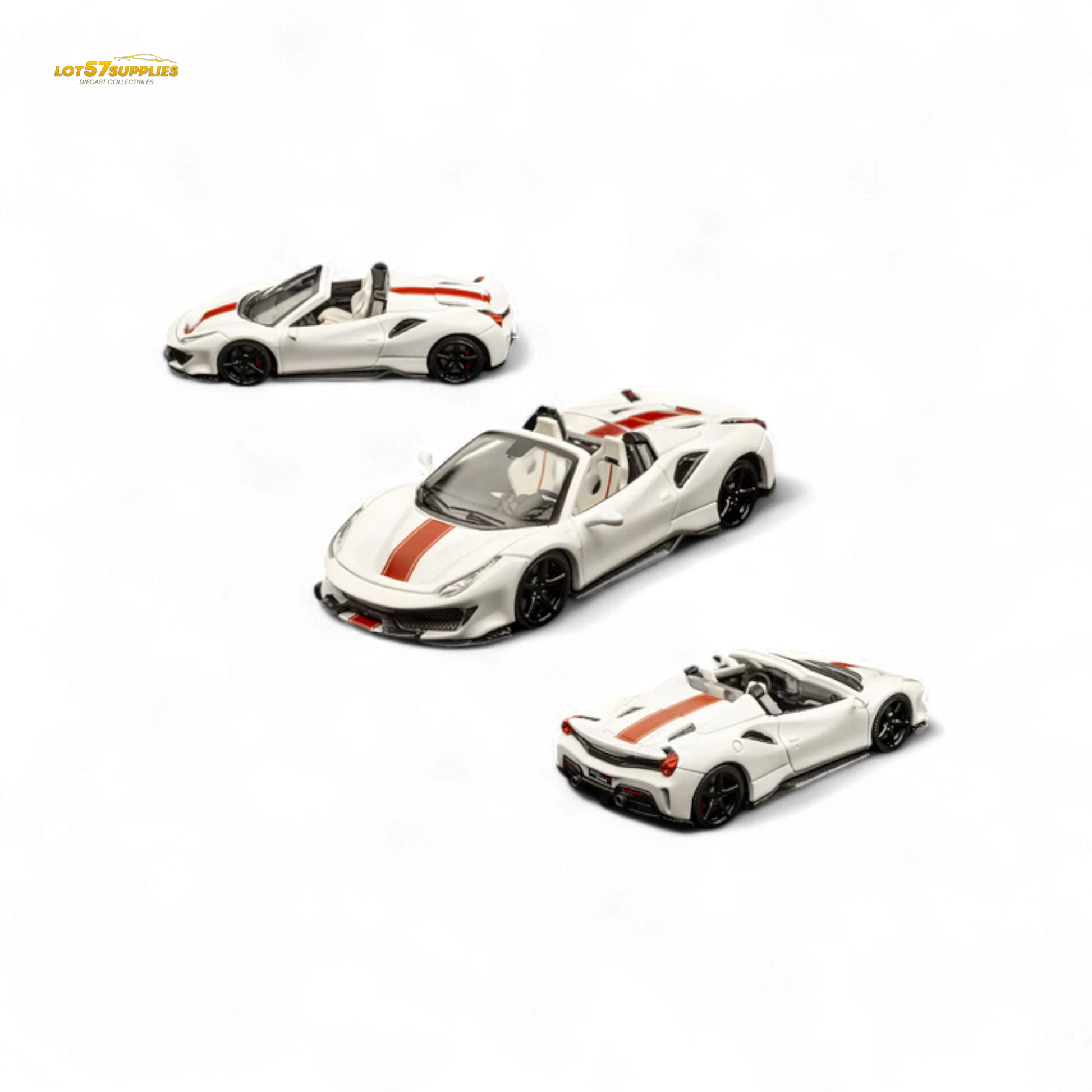 TPC Novitec 488 Roadster Pearl White - Red Stripe 1:64