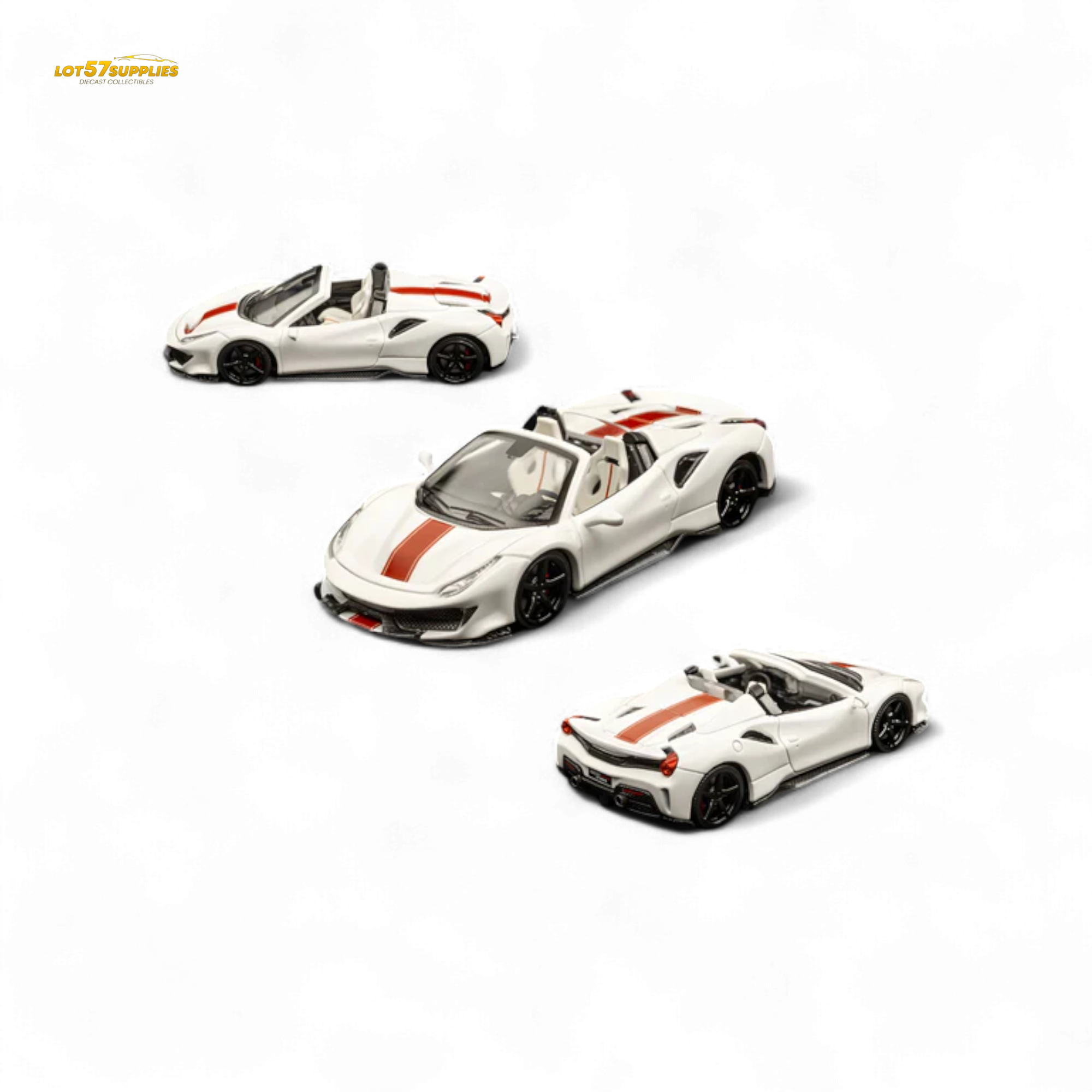 TPC Novitec 488 Roadster Pearl White - Red Stripe 1:64 - Collectors World Toys