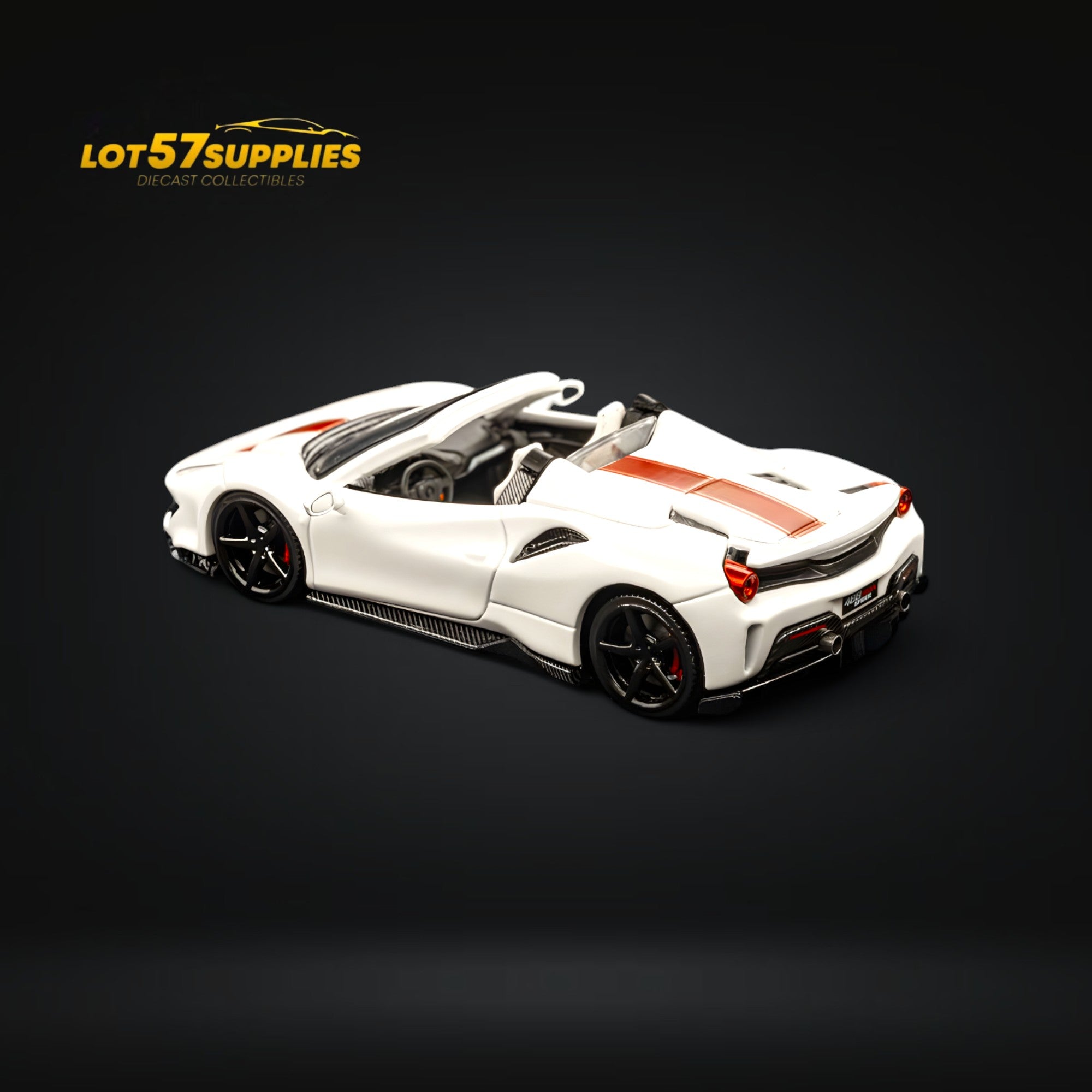 TPC Novitec 488 Roadster Pearl White - Red Stripe 1:64 - Collectors World Toys