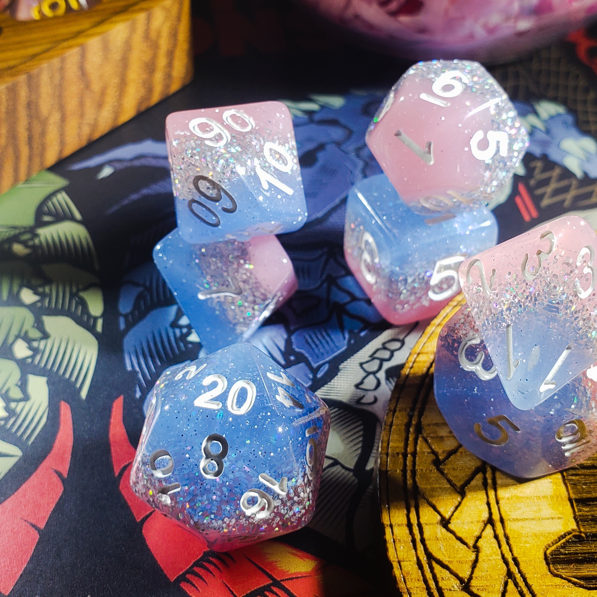 Elemental Glimmer - 14 Piece DnD Dice Set | Acrylic RPG Gaming Dice Main image