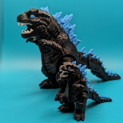 Articulating Godzilla 3D Printed Toy Blue