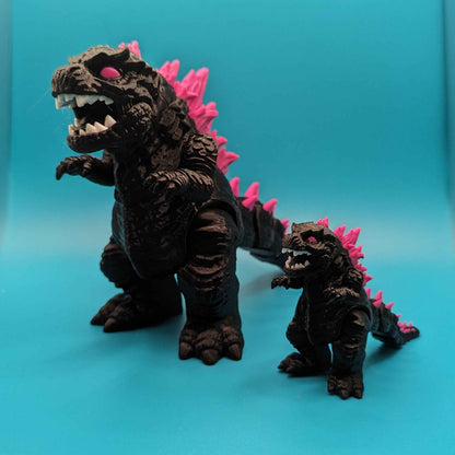 Articulating Godzilla 3D Printed Toy Large Pink