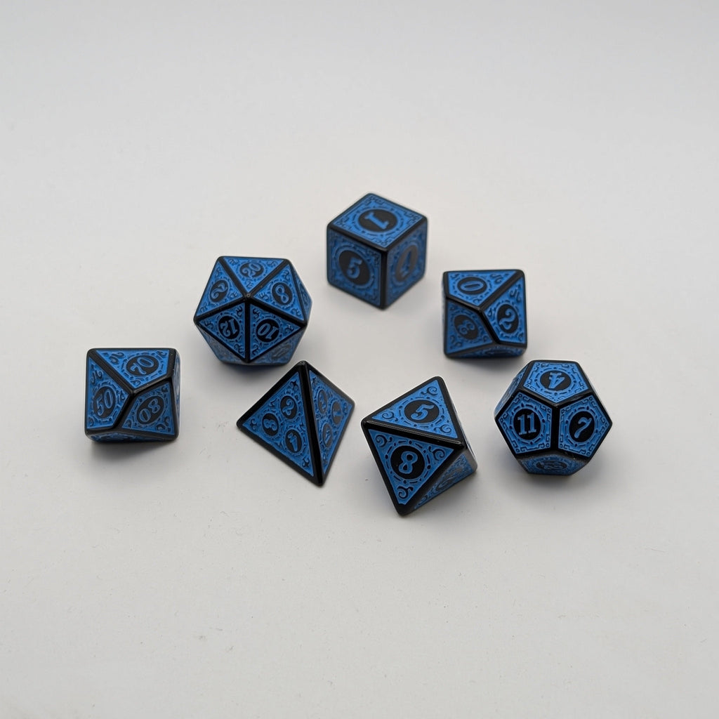 Magic Flame (Blue) - Enchanted Seas - 7 Piece DnD Dice Set | Acrylic RPG Gaming Dice - Collectors World Toys
