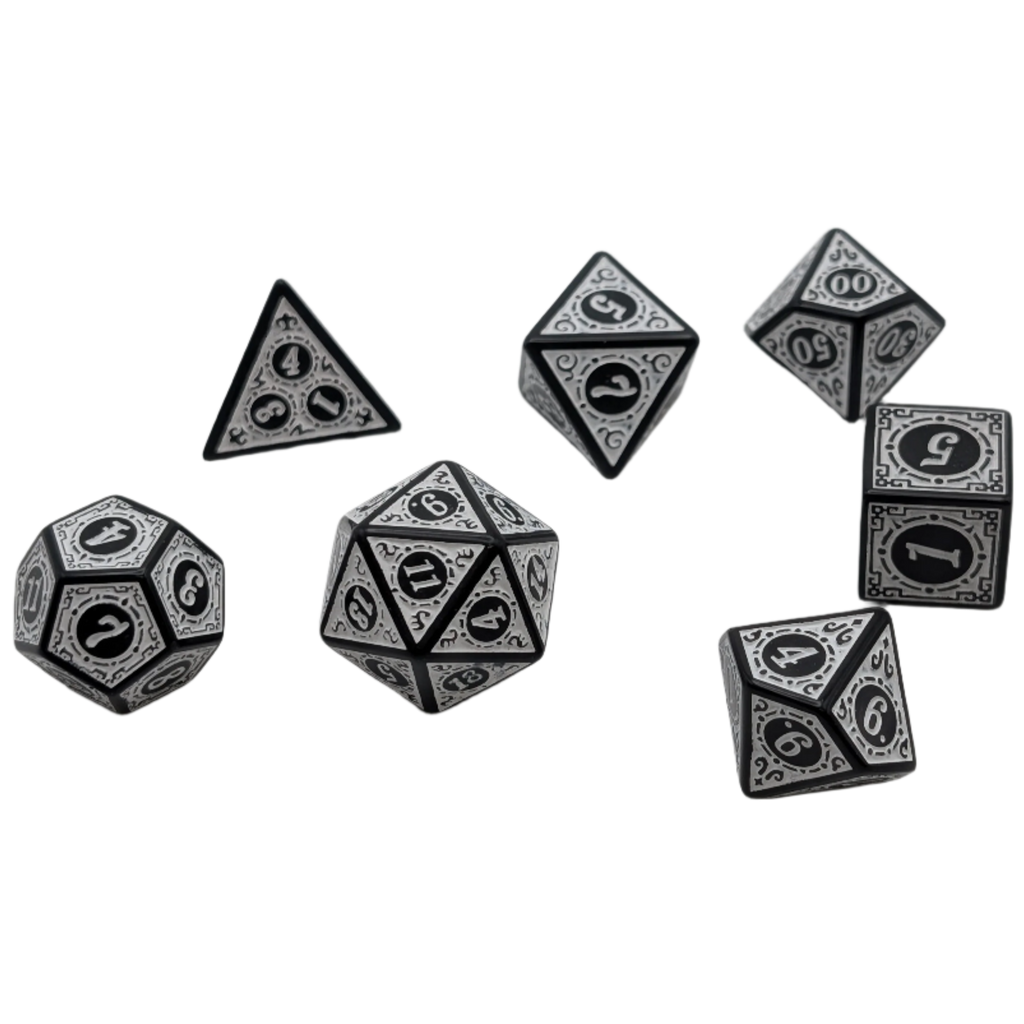 Magic Flame (White) - "Enchanted Zen" - 7 Piece DnD Dice Set | Acrylic RPG Gaming Dice - Collectors World Toys