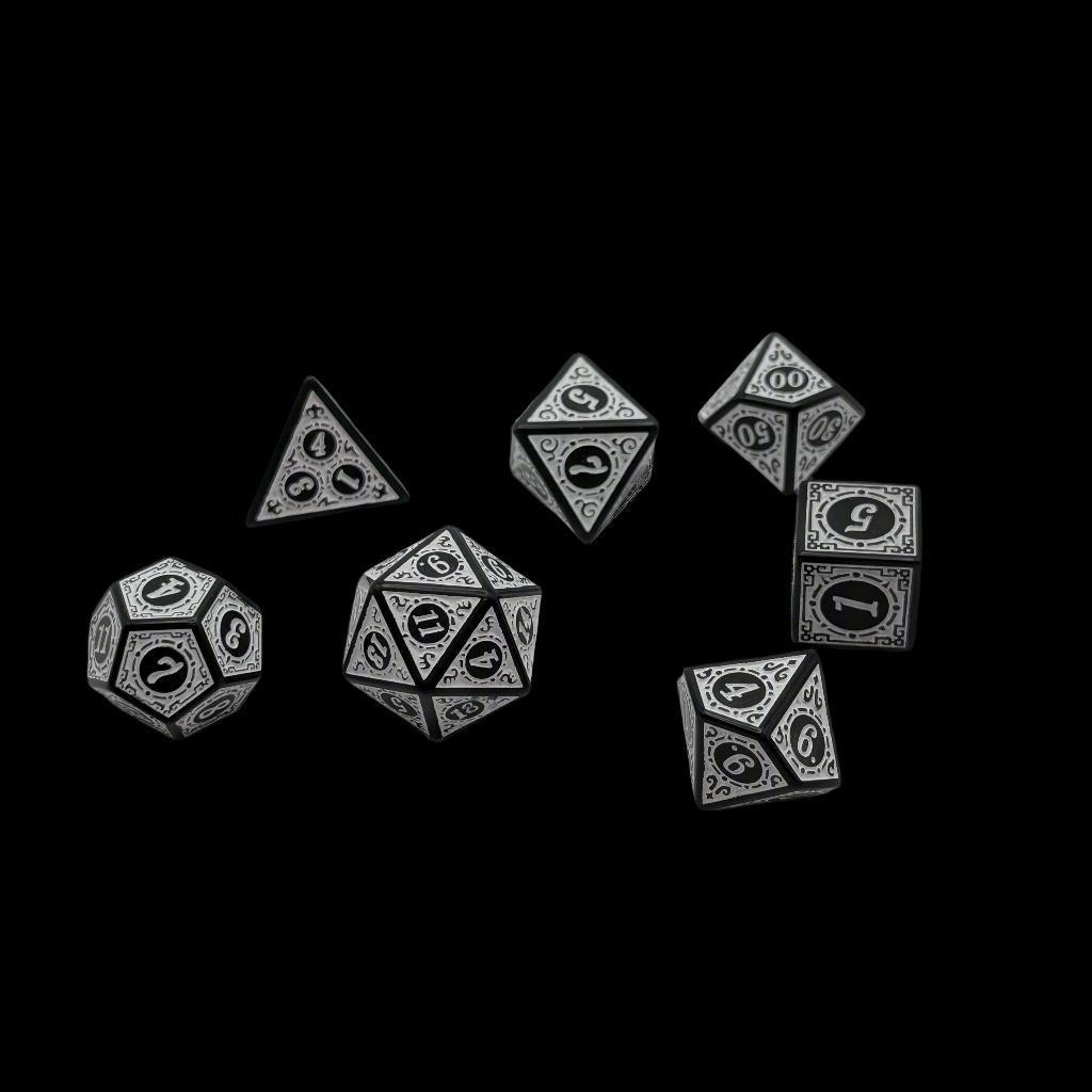 Magic Flame (White) - "Enchanted Zen" - 7 Piece DnD Dice Set | Acrylic RPG Gaming Dice - Collectors World Toys