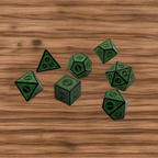 Magic Flame (Green) - "Enchanted Ent" - 7 Piece DnD Dice Set | Acrylic RPG Gaming Dice - Collectors World Toys