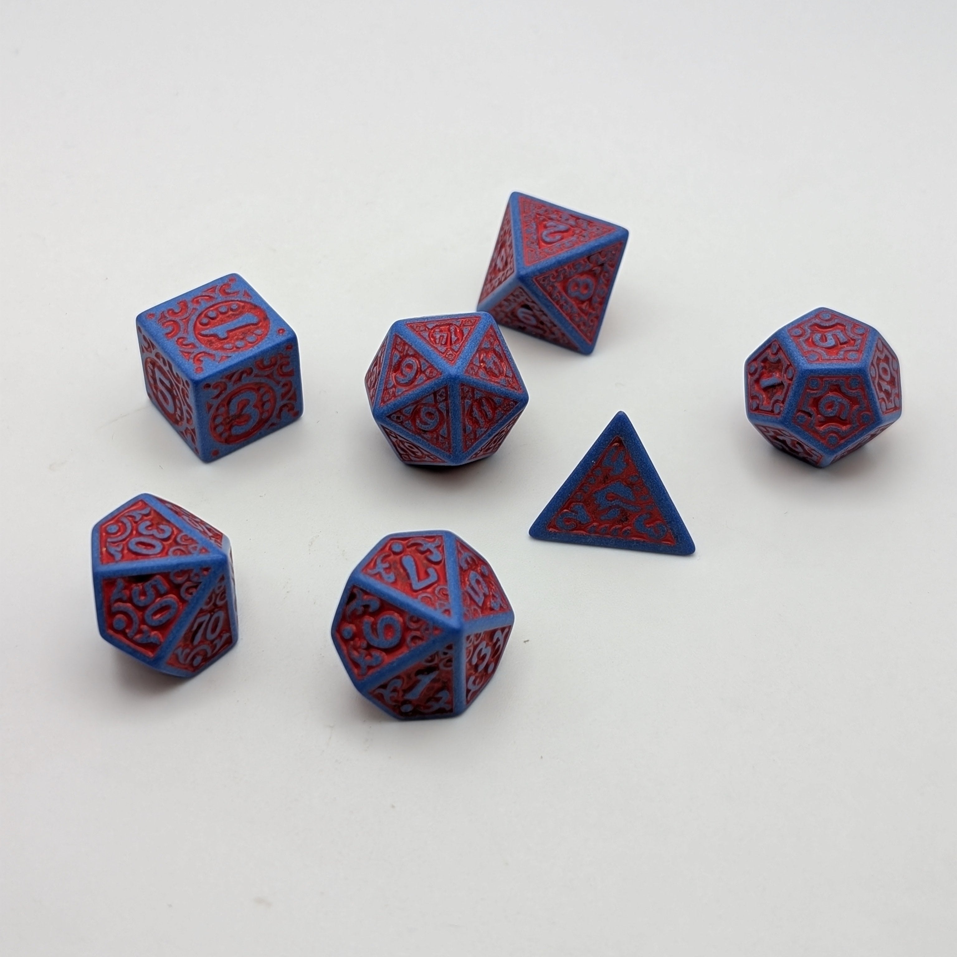Magic Flame (Red Blue) - "Enchanted Hero" - 7 Piece DnD Dice Set | Acrylic RPG Gaming Dice - Collectors World Toys