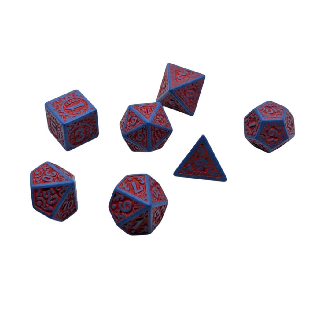 Magic Flame (Red Blue) - "Enchanted Hero" - 7 Piece DnD Dice Set | Acrylic RPG Gaming Dice - Collectors World Toys