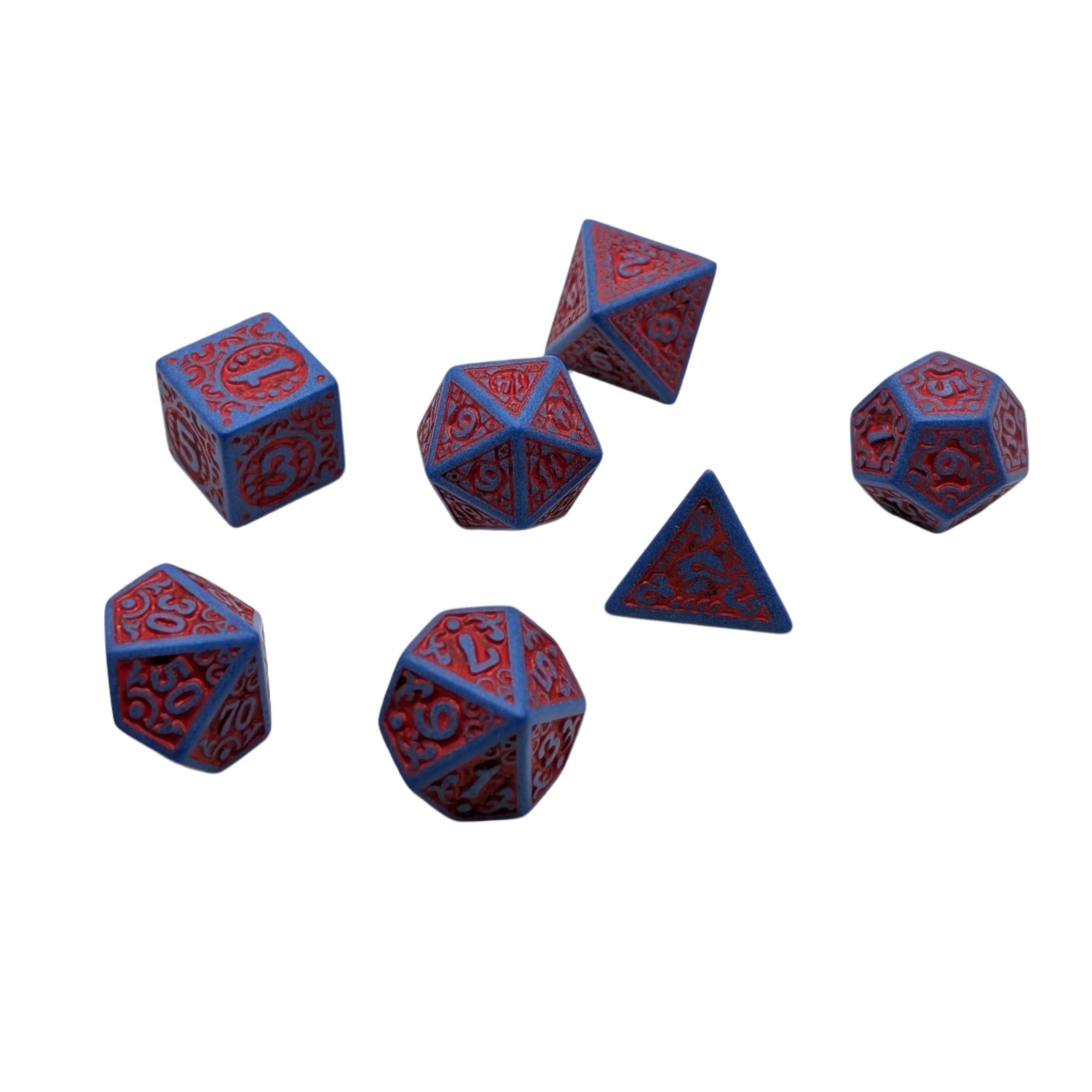 Magic Flame (Red Blue) - "Enchanted Hero" - 7 Piece DnD Dice Set | Acrylic RPG Gaming Dice - Collectors World Toys