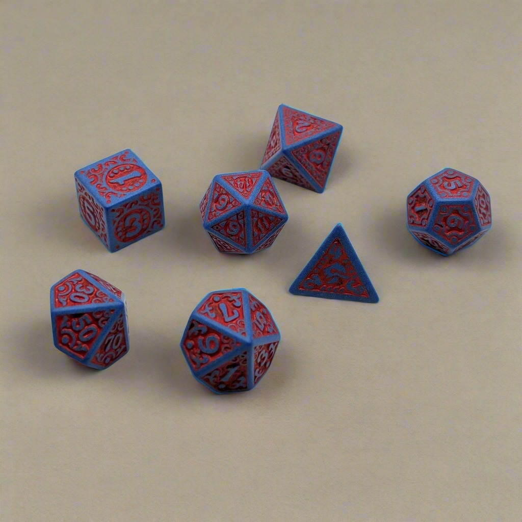 Magic Flame (Red Blue) - "Enchanted Hero" - 7 Piece DnD Dice Set | Acrylic RPG Gaming Dice - Collectors World Toys