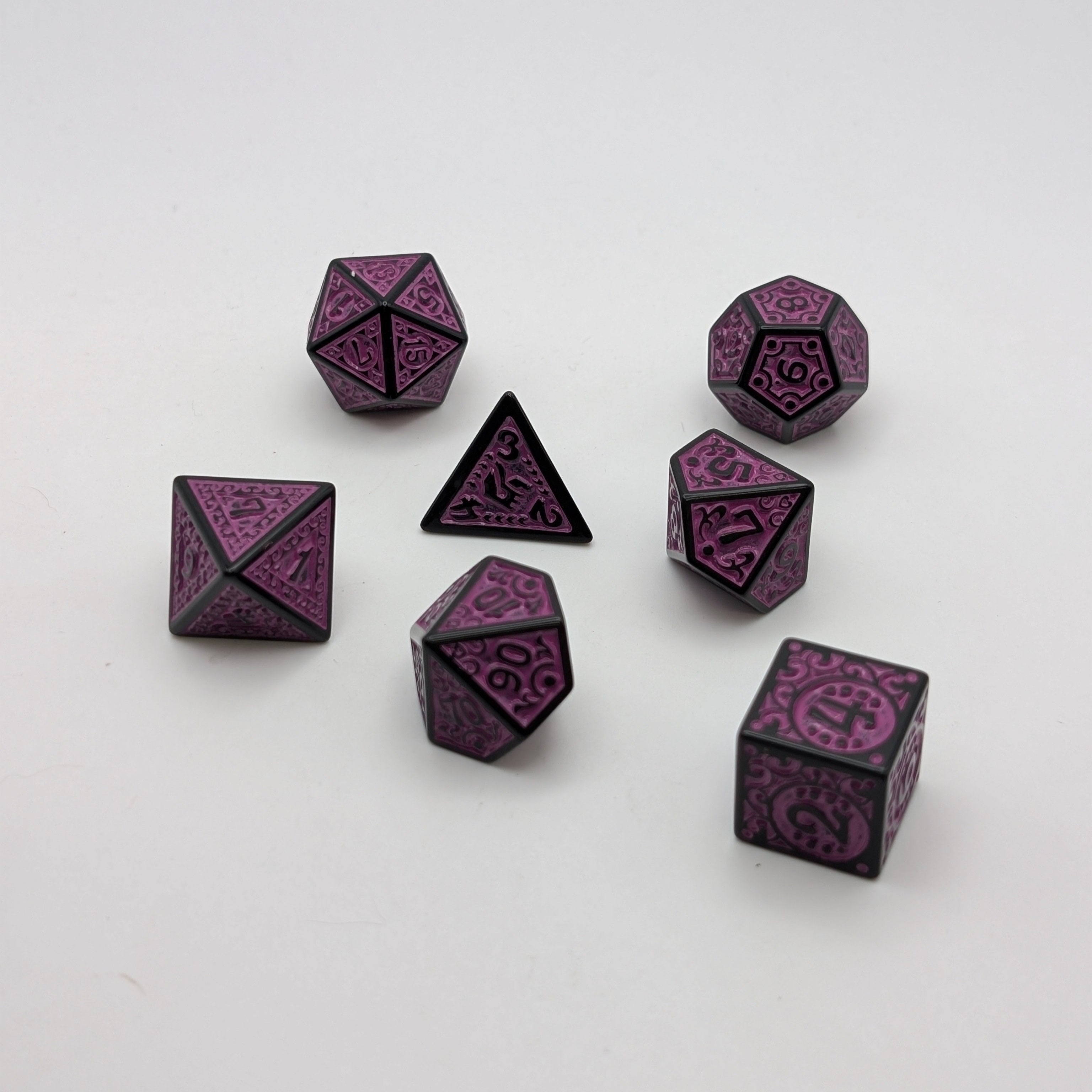 Magic Flame (Purple) - "Enchanted Royalty" - 7 Piece DnD Dice Set | Acrylic RPG Gaming Dice - Collectors World Toys