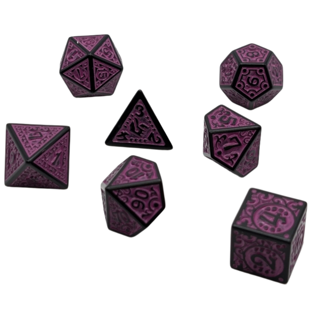 Magic Flame (Purple) - "Enchanted Royalty" - 7 Piece DnD Dice Set | Acrylic RPG Gaming Dice - Collectors World Toys