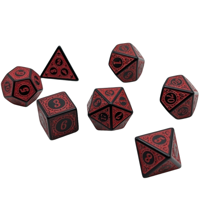 Magic Flame (Red) - "Enchanted Demon" - 7 Piece DnD Dice Set | Acrylic RPG Gaming Dice - Collectors World Toys Hover Image