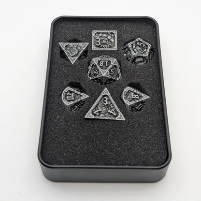 Ancient Call "Elder Scroll" - 7 Piece DnD Dice Set | Metal RPG Gaming Dice