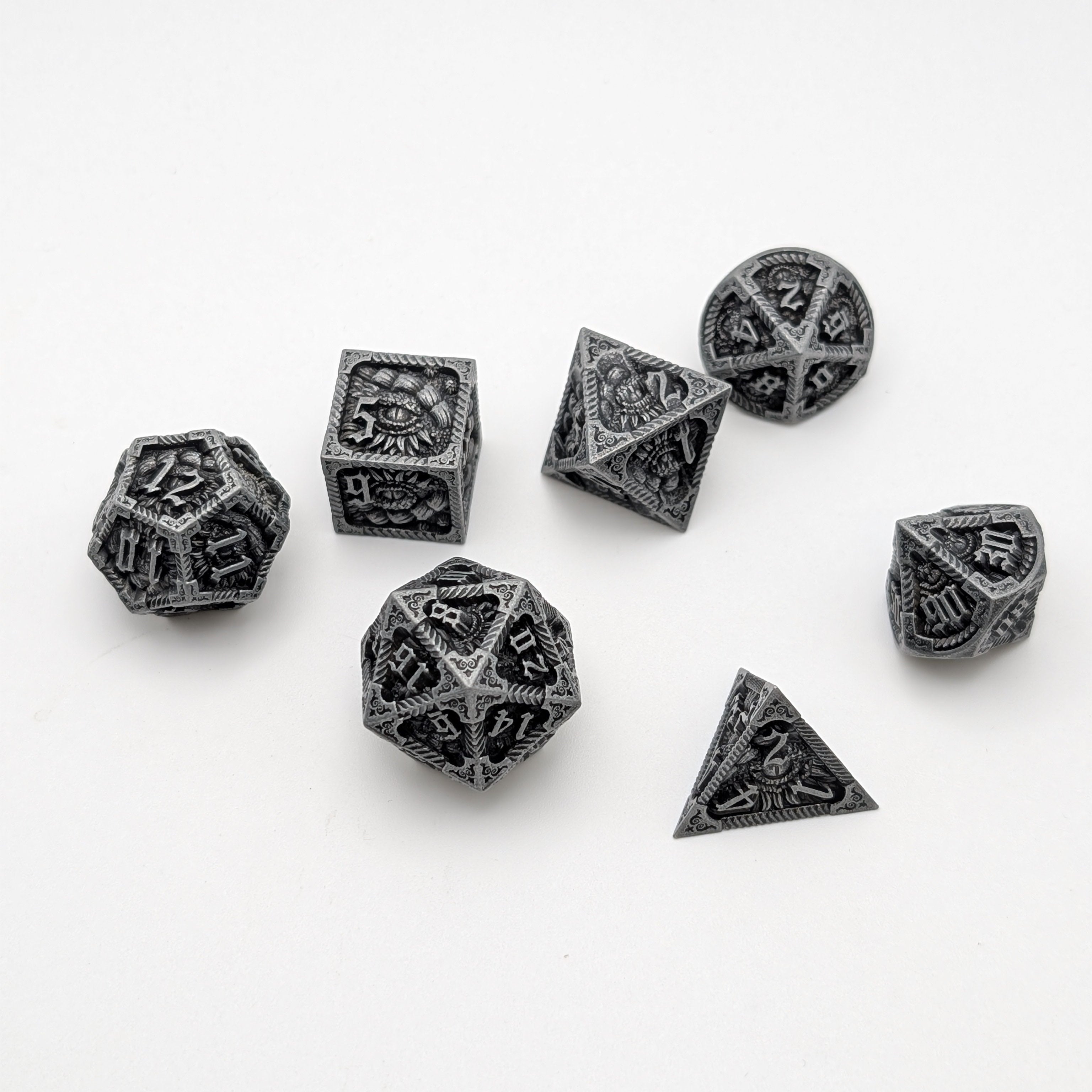 Ancient Call "Elder Scroll" - 7 Piece DnD Dice Set | Metal RPG Gaming Dice - Collectors World Toys