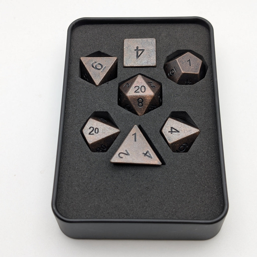 Copper Ore - 7 Piece DnD Dice Set | Metal RPG Gaming Dice - Collectors World Toys