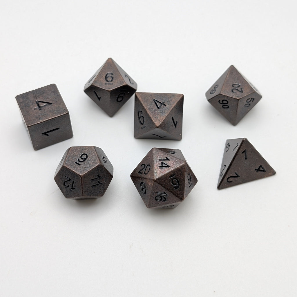 Copper Ore - 7 Piece DnD Dice Set | Metal RPG Gaming Dice - Collectors World Toys