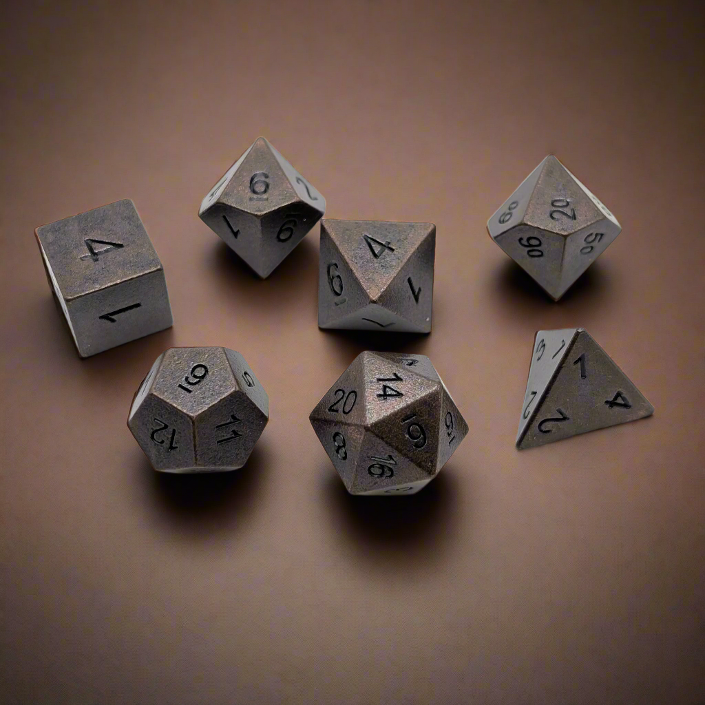 Copper Ore - 7 Piece DnD Dice Set | Metal RPG Gaming Dice Main image