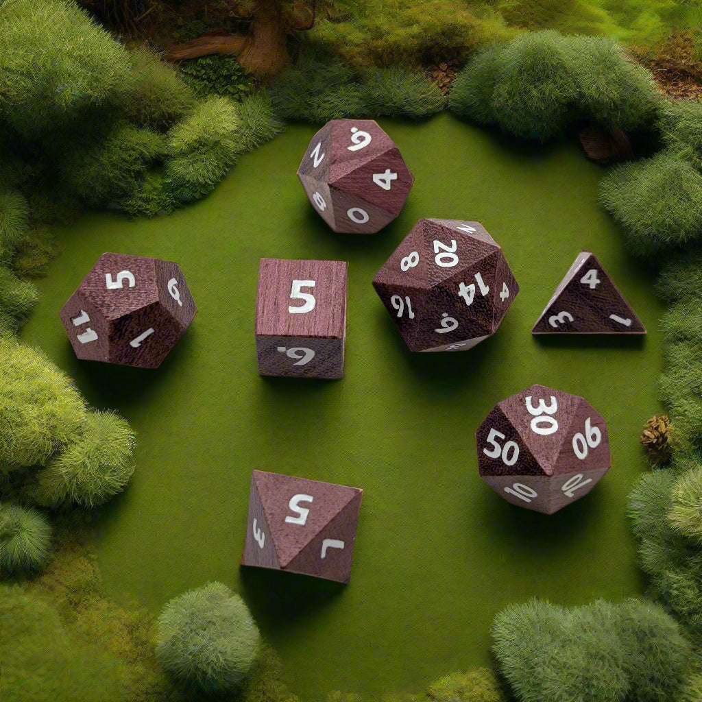 Briarwood Berry - 7 Piece DnD Dice Set | Wood RPG Gaming Dice