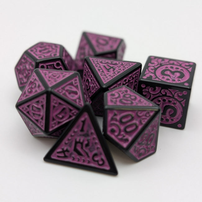 Magic Flame (Purple) - "Enchanted Royalty" - 7 Piece DnD Dice Set | Acrylic RPG Gaming Dice - Collectors World Toys Hover Image