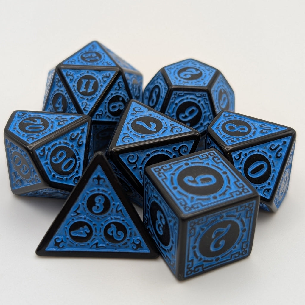 Magic Flame (Blue) - Enchanted Seas - 7 Piece DnD Dice Set | Acrylic RPG Gaming Dice - Collectors World Toys