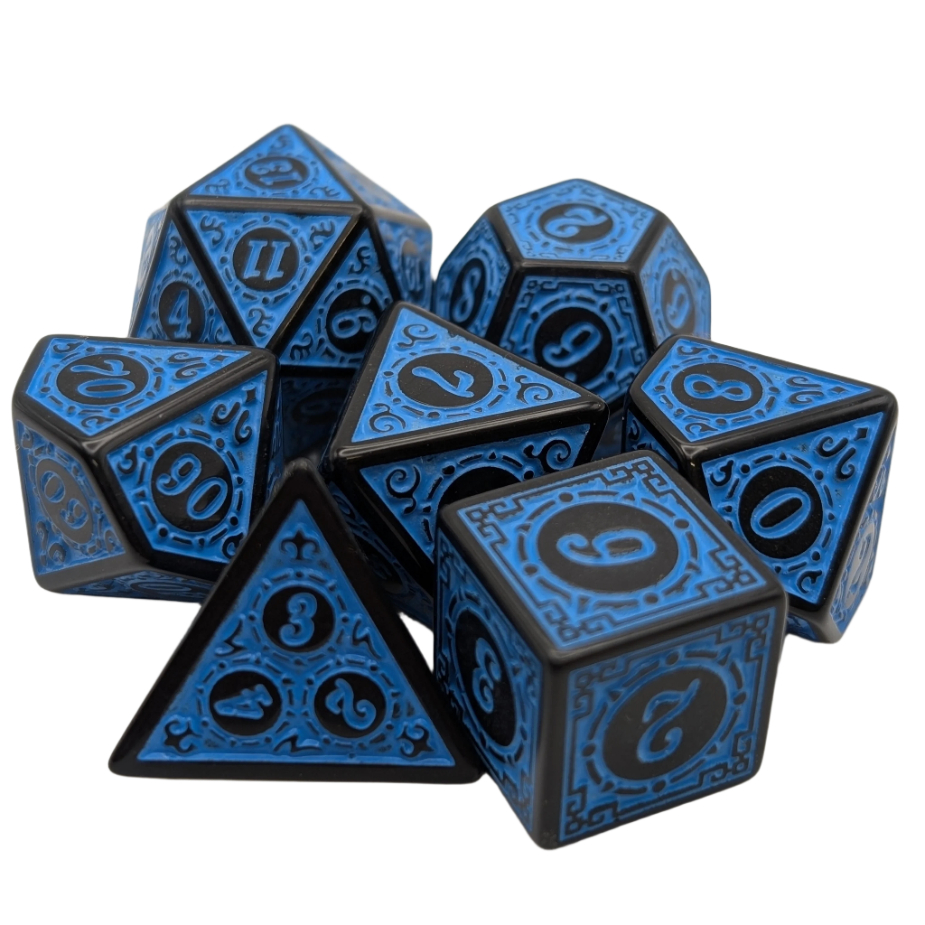 Magic Flame (Blue) - Enchanted Seas - 7 Piece DnD Dice Set | Acrylic RPG Gaming Dice - Collectors World Toys
